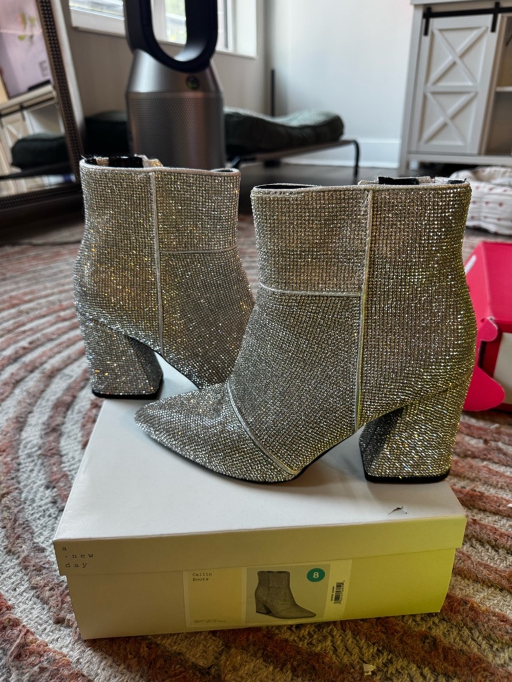 a new day Cailin Silver Rhinestone Ankle Boots
